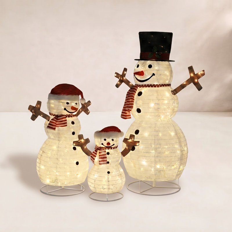 The Holiday Aisle® Gutierrez 3-Piece Lighted Snowman Family